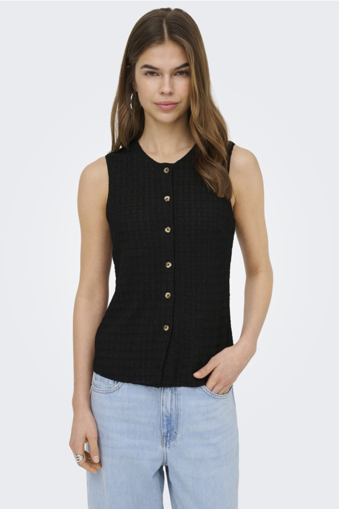 Only zwarte dames gilet | Model vooraanzicht