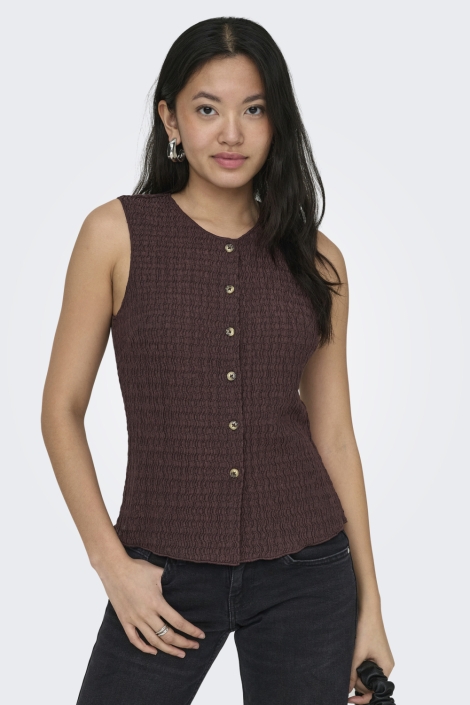 Only bruine dames gilet | Model vooraanzicht