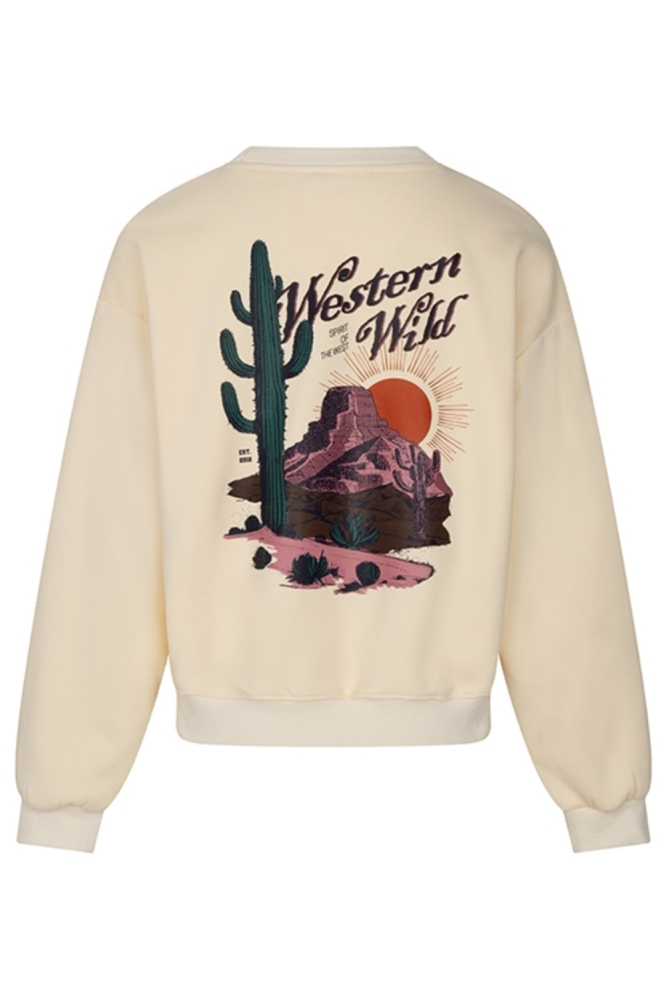 Lofty Manner ecru dames sweater | Achteraanzicht