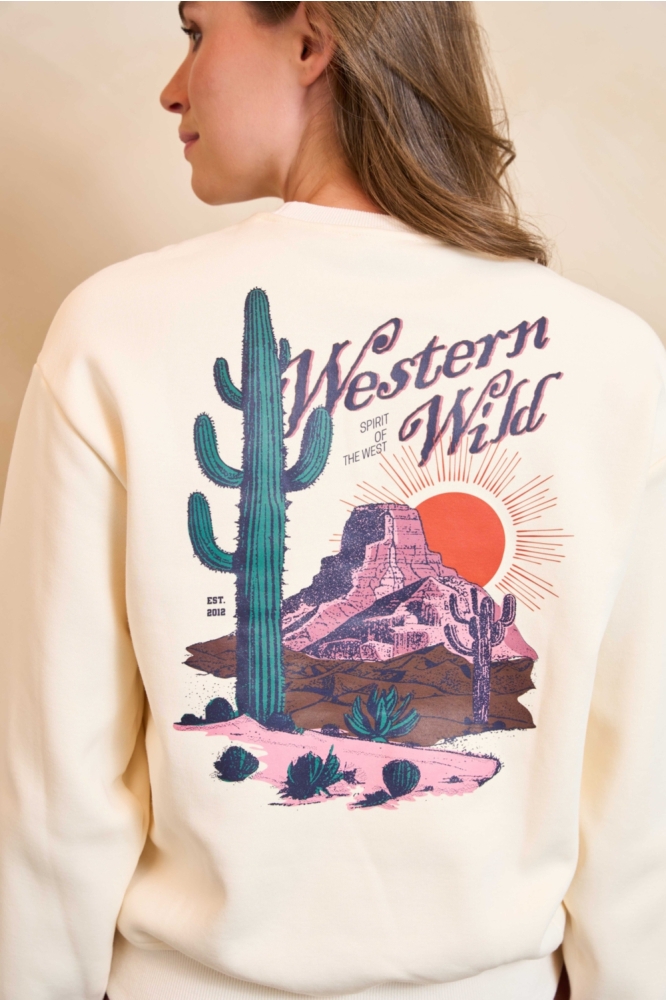 Lofty Manner ecru dames sweater | Model achteraanzicht