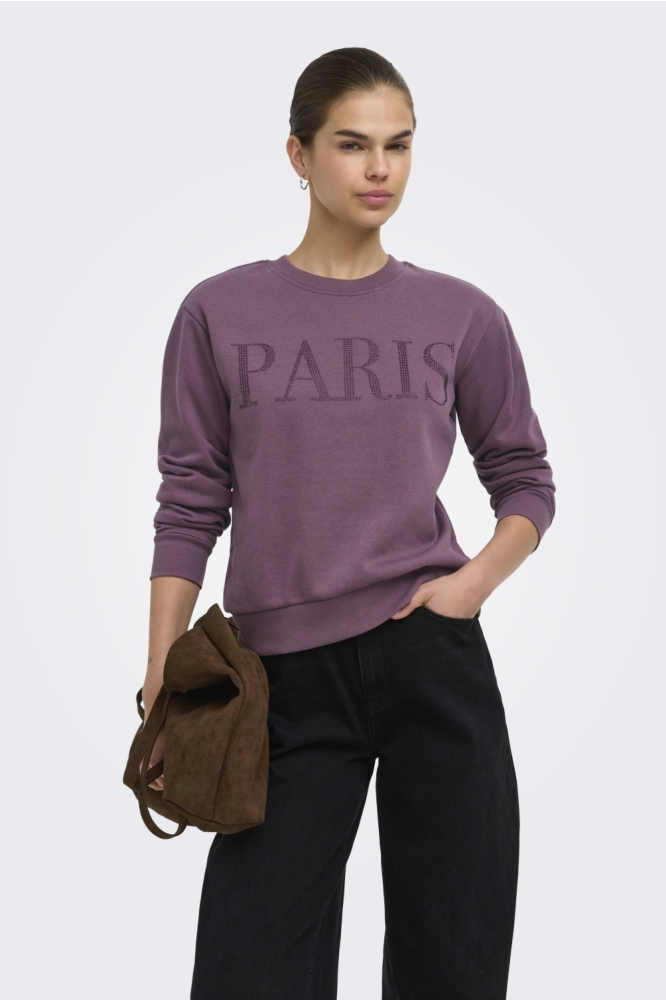 Jacqueline de Yong paarse dames sweater | Model vooraanzicht