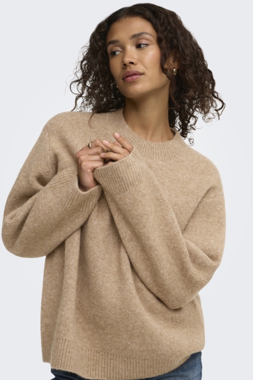 Jacqueline de Yong Trui JDYKIMIE LIFE L/S OVERSIZE PULLOVER 15381531 CAMEL/ MELANGE