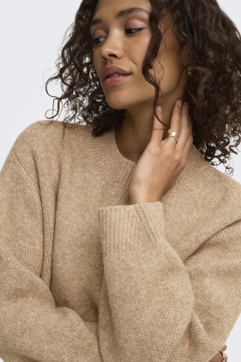 Jacqueline de Yong camel dames trui | Close up