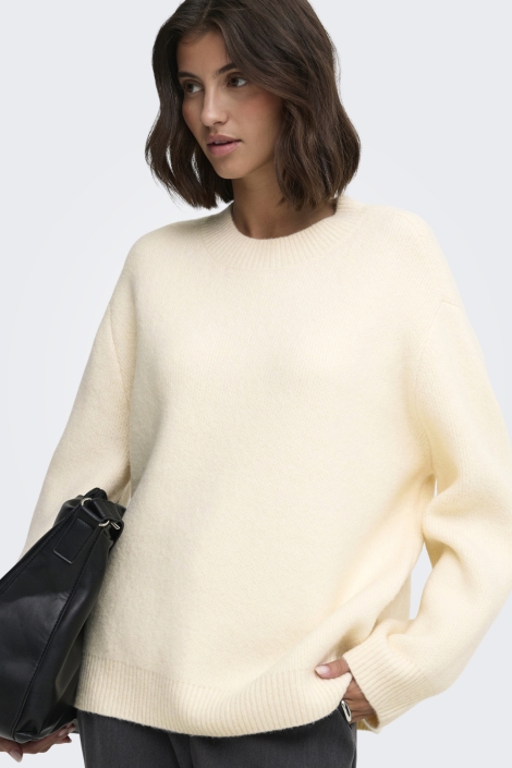 Jacqueline de Yong beige dames trui | Model vooraanzicht