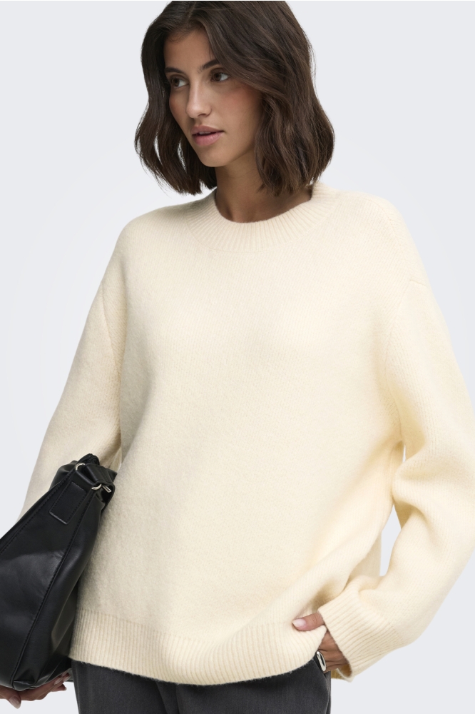 Jacqueline de Yong beige dames trui | Model vooraanzicht