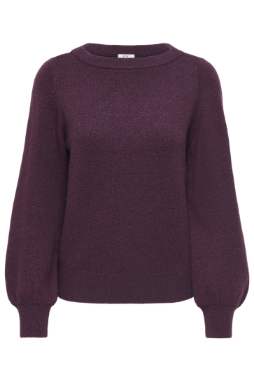 Jacqueline de Yong Trui JDYRUE GLITTER L/S BOAT PULLOVE KNT 15330648 WINETASTING/MELANGE W. DTM LUREX