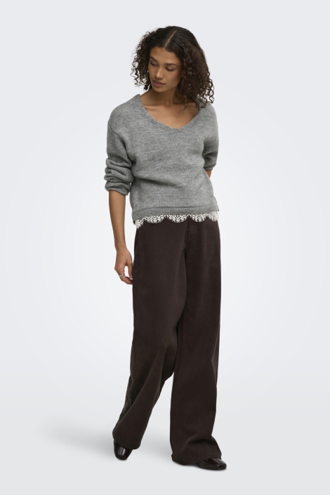Jacqueline de Yong grijze dames trui | Model