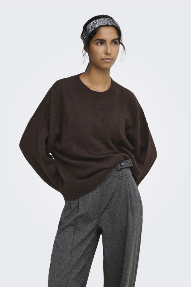 Jacqueline de Yong bruine dames trui | Model vooraanzicht
