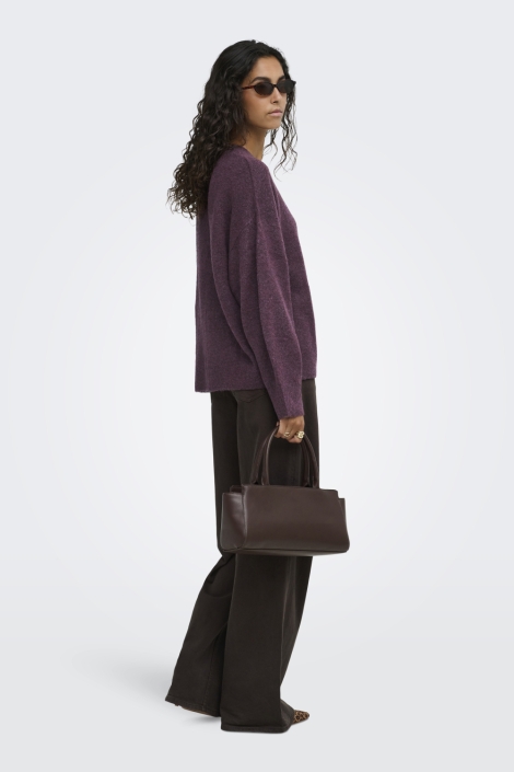 Jacqueline de Yong bordeaux dames trui | Model zijaanzicht