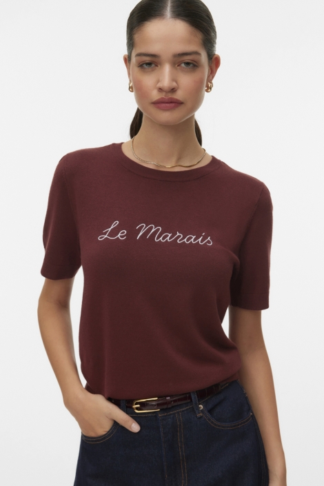 Vero Moda bordeaux dames trui | Model vooraanzicht