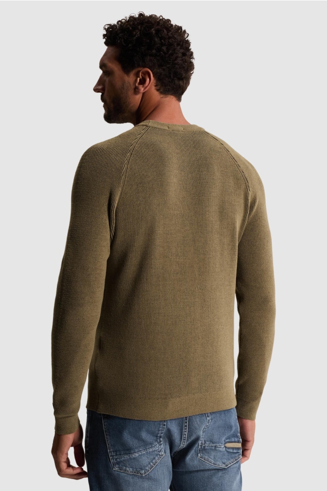 Cast Iron taupe heren trui | Model achteraanzicht