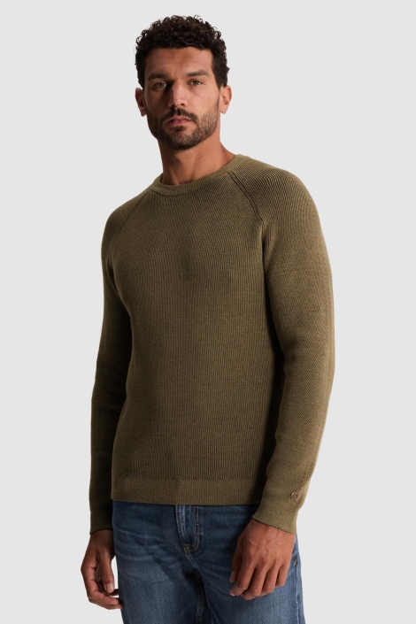 Cast Iron taupe heren trui | Model vooraanzicht