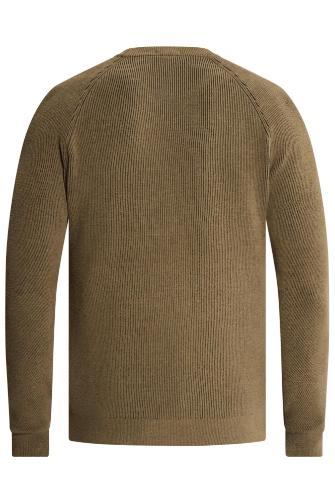 Cast Iron taupe heren trui | Achteraanzicht