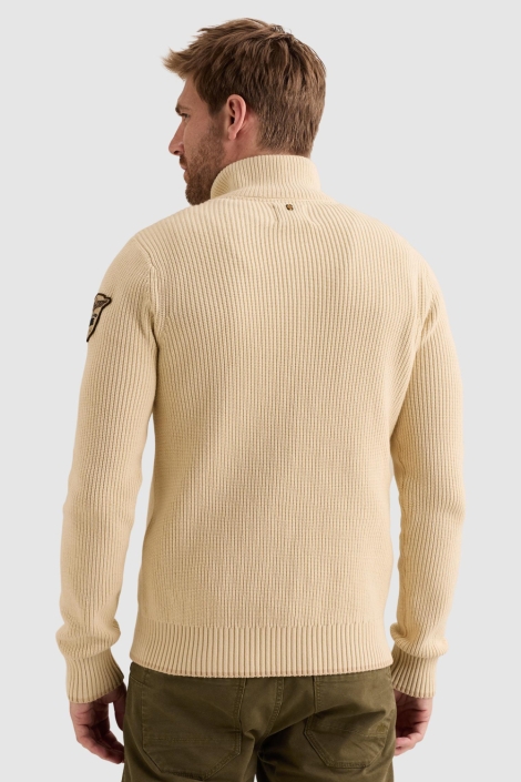 PME legend ecru heren trui | Model achteraanzicht