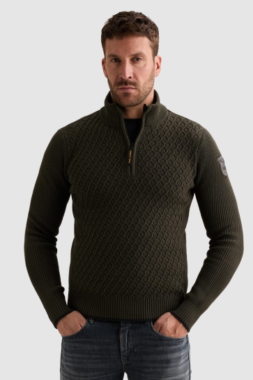 PME legend half zip collar cotton mix yarn Groen