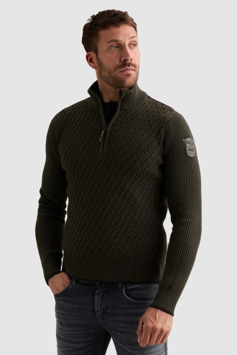 PME legend groene heren trui | Model vooraanzicht