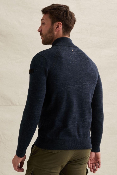 PME legend blauwe heren trui | Model achteraanzicht