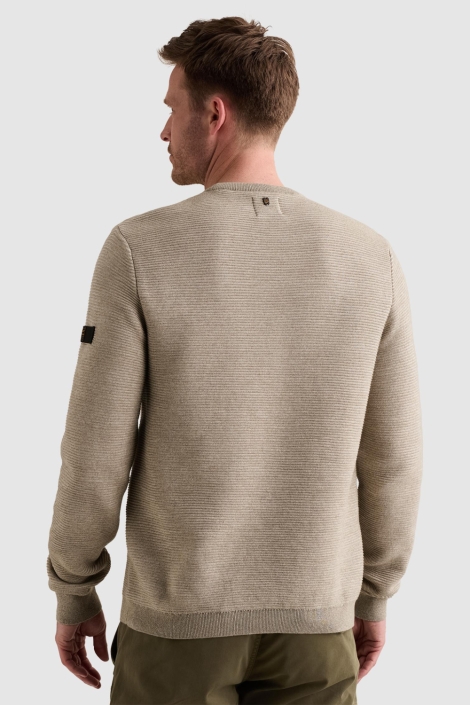 PME legend taupe heren trui | Model achteraanzicht