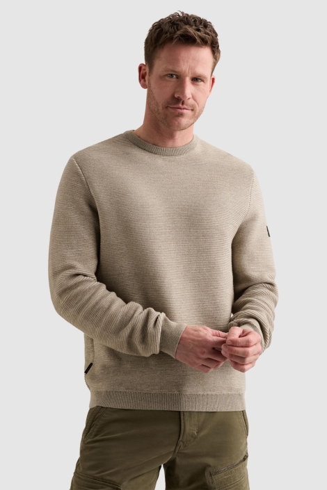 PME legend taupe heren trui | Model vooraanzicht