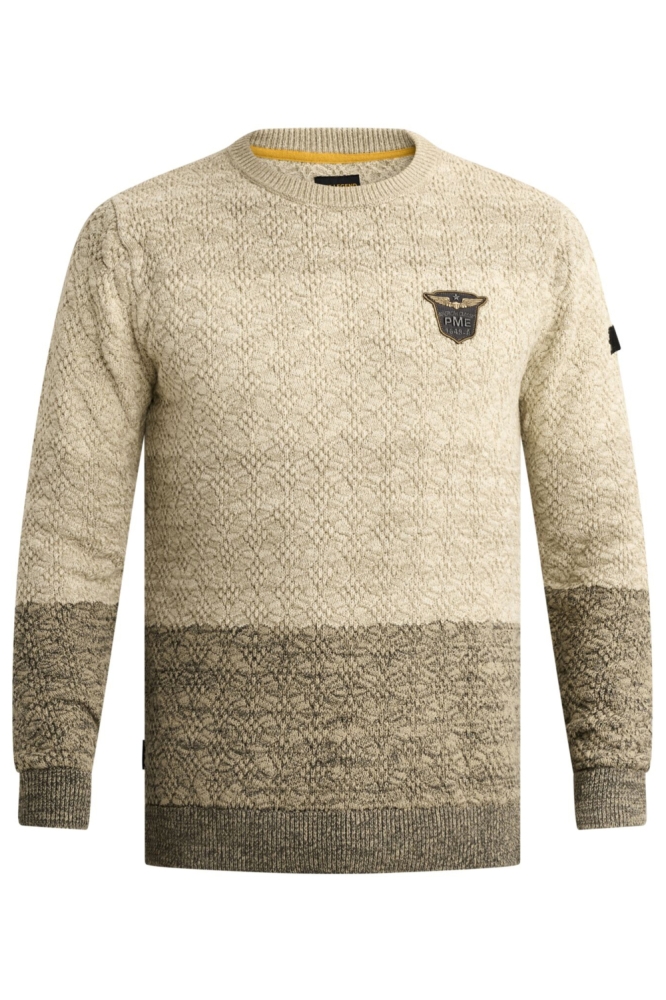 PME legend beige heren trui | Vooraanzicht