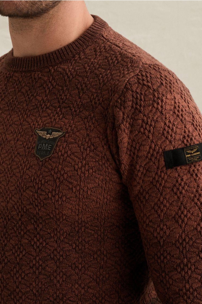 PME legend bruine heren trui | Close up