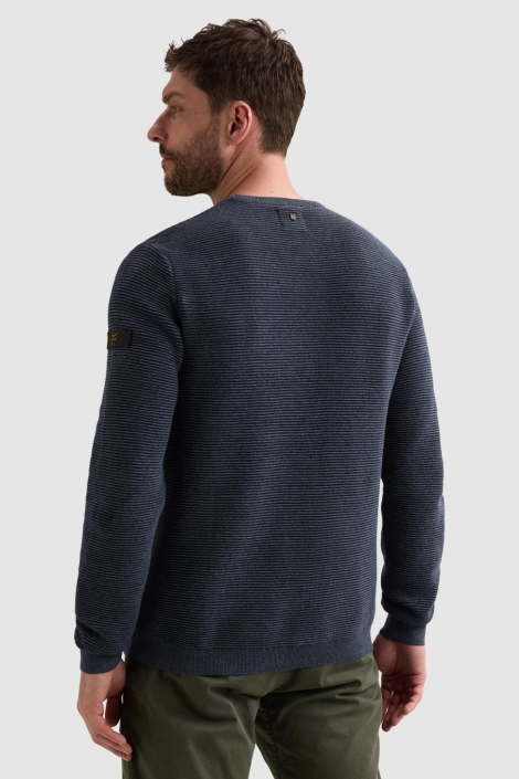 PME legend blauwe heren trui | Model achteraanzicht