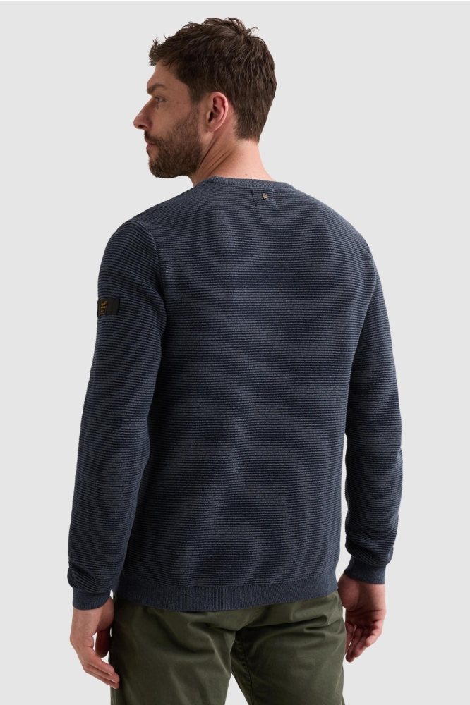 PME legend blauwe heren trui | Model achteraanzicht