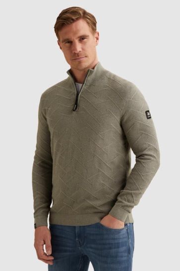 Vanguard half zip collar cotton mouline Groen