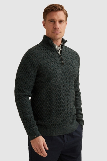 Vanguard half zip collar wool blend Groen