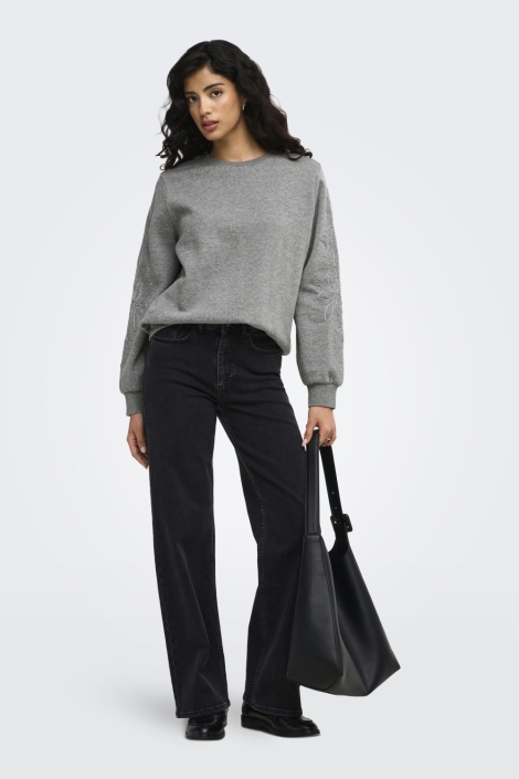 Jacqueline de Yong grijze dames sweater | Model