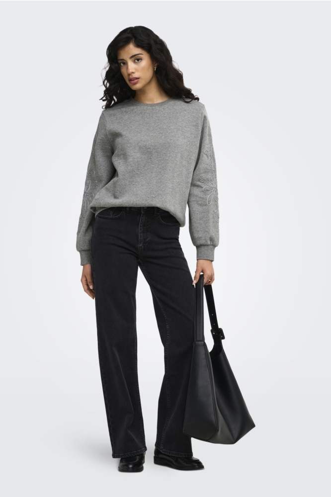 Jacqueline de Yong grijze dames sweater | Model