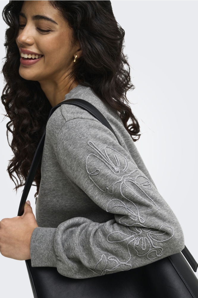 Jacqueline de Yong grijze dames sweater | Close up