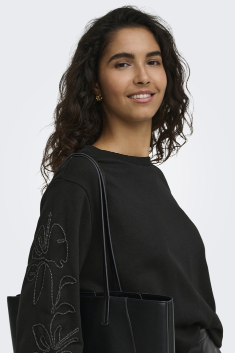Jacqueline de Yong zwarte dames sweater | Close up
