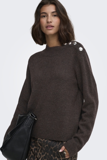 Jacqueline de Yong Trui JDYSUPER LIFE L/S BUTTON PULLOVER K 15385391 Coffee Bean/Melange