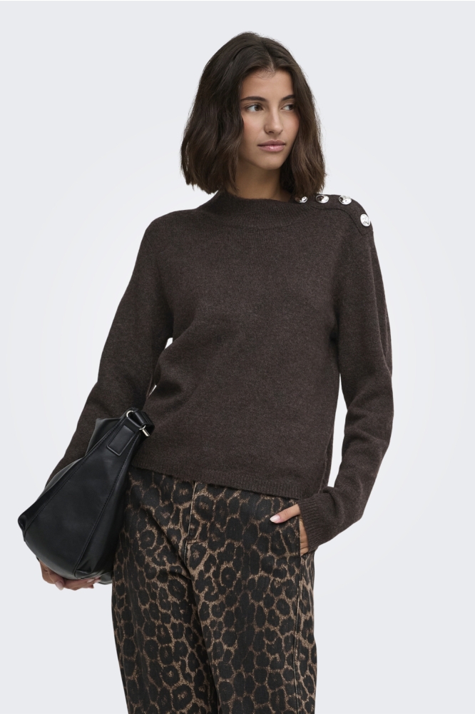 Jacqueline de Yong bruine dames trui | Model vooraanzicht