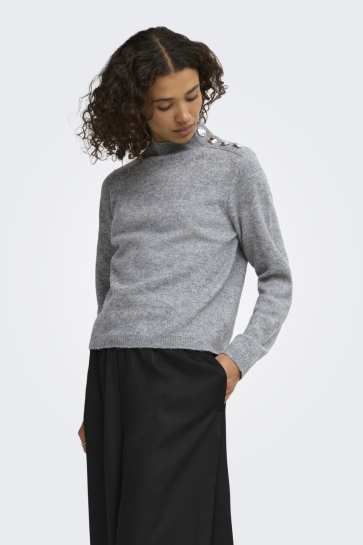 Jacqueline de Yong jdysuper life l/s button pullover k Grijs