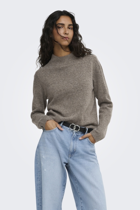 Jacqueline de Yong taupe dames trui | Model vooraanzicht