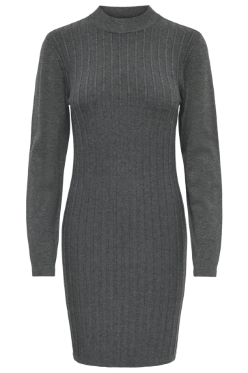 Jacqueline de Yong Jurk JDYKATE RIA L/S O-NECK DRESS KNT 15379751 DARK GREY MELANGE