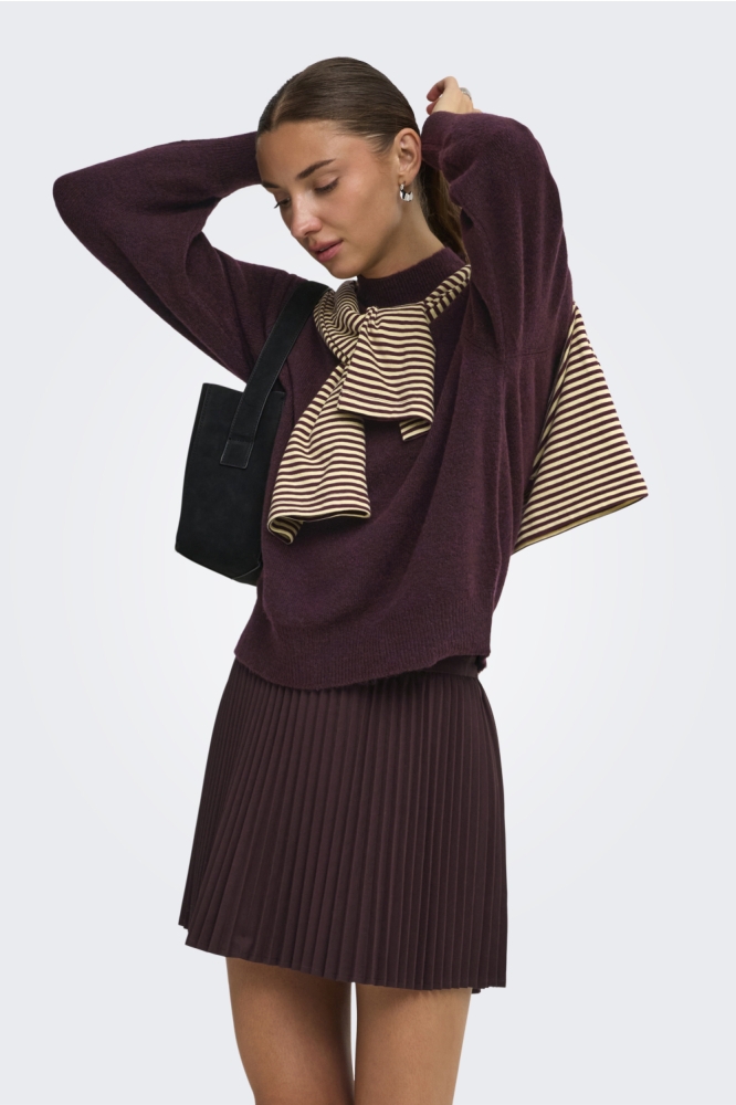 Jacqueline de Yong bordeaux dames trui | Model vooraanzicht