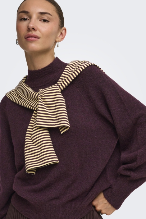 Jacqueline de Yong bordeaux dames trui | Close up