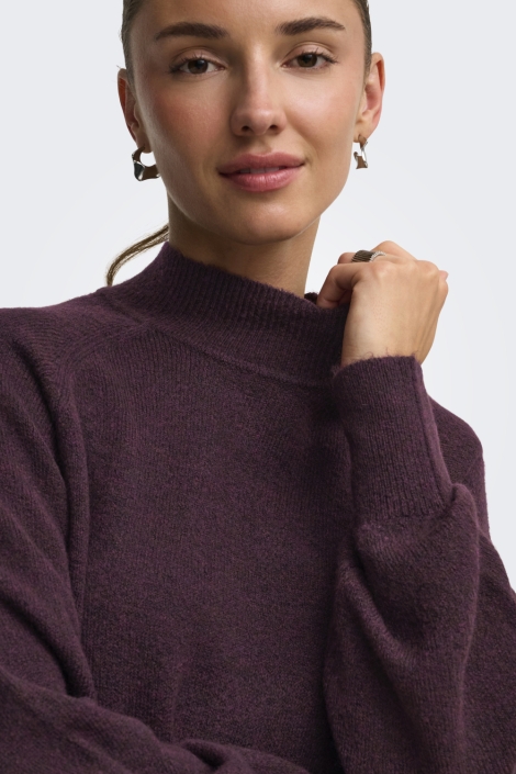 Jacqueline de Yong bordeaux dames trui | Close up