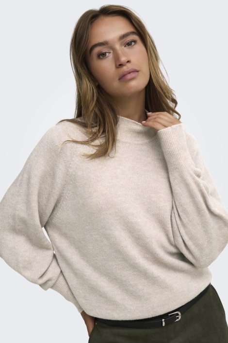 Jacqueline de Yong taupe dames trui | Model vooraanzicht