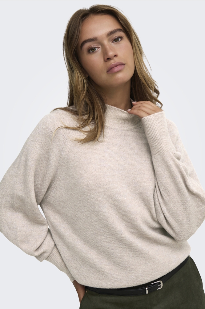 Jacqueline de Yong taupe dames trui | Model vooraanzicht