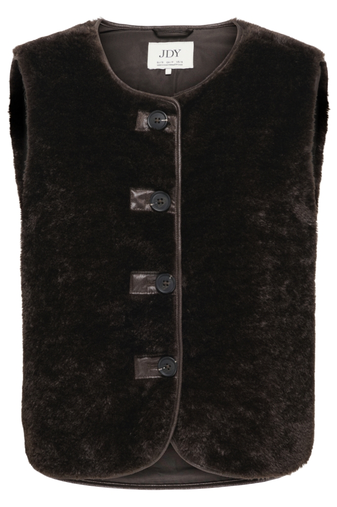 Jacqueline de Yong bruine dames gilet | Vooraanzicht