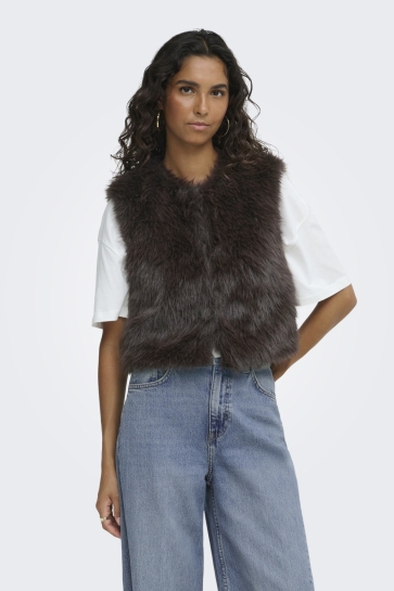 Jacqueline de Yong Vest JDYORA FAUX FUR WAISTCOAT OTW QIQ N 15359348 Chocolate Torte