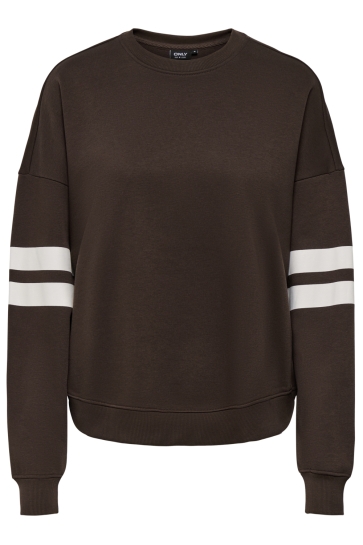 Only Trui ONLELLA L/S O-NECK RS SWT 15380534 COFFEE BEAN/STRIPES ON