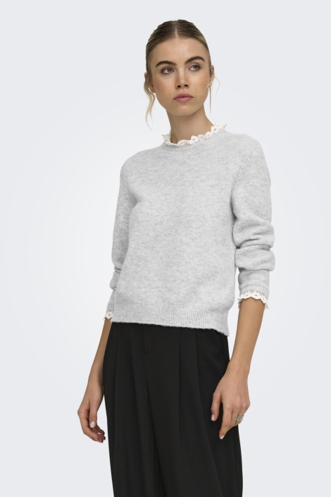 Only grijze dames trui | Model vooraanzicht