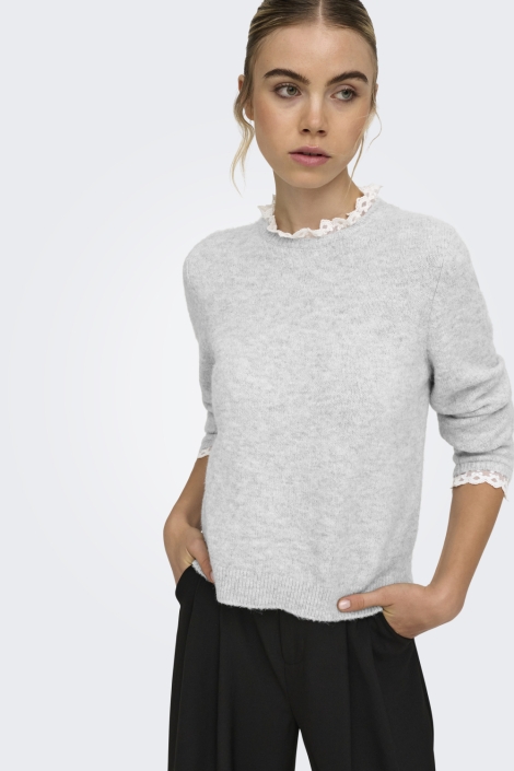 Only grijze dames trui | Model vooraanzicht