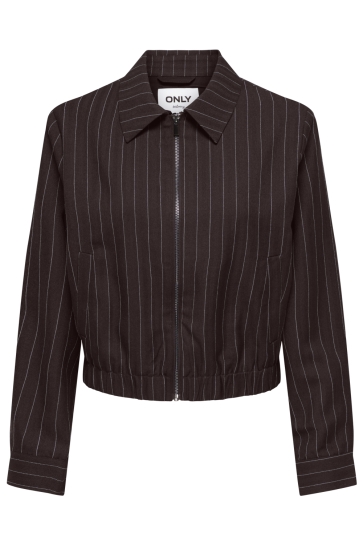 Only Vest ONLALINE L/S PINSTRIPE BOMBER JACKE 15378803 Chocolate Torte/WHITE PINS