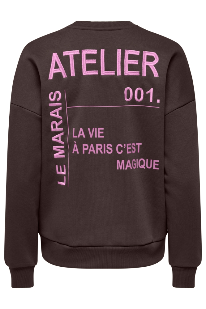 Only bruine dames sweater | Achteraanzicht